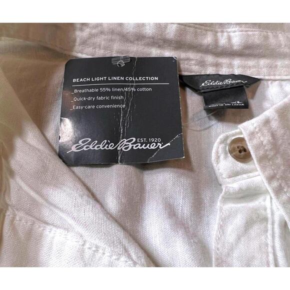 Eddie Bauer White Linen Shirt | Coastal Grandmother & Resort Luxe Size XL - Picture 5 of 6